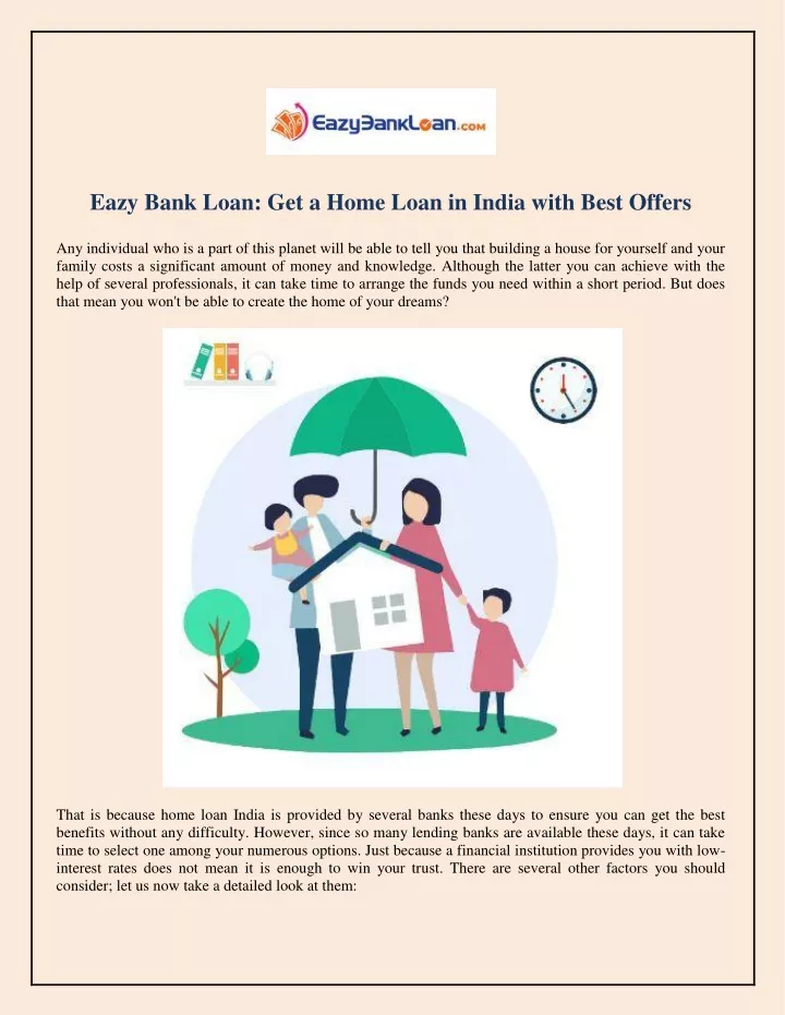 eazy bank loan get a home loan in india with best