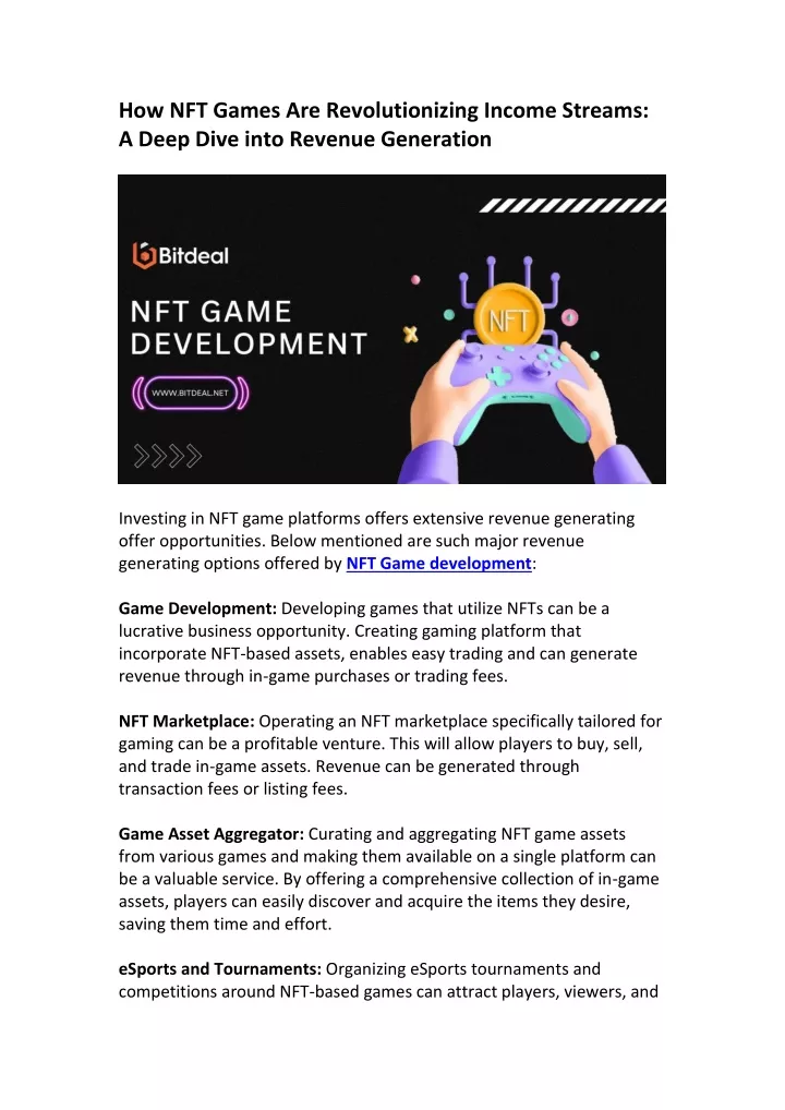 how nft games are revolutionizing income streams