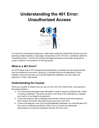 Understanding the 401 Error_ Unauthorized Access