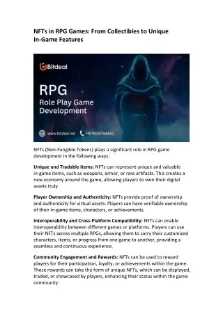 nfts in rpg games from collectibles to unique