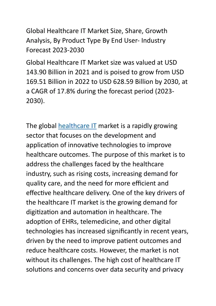 global healthcare it market size share growth