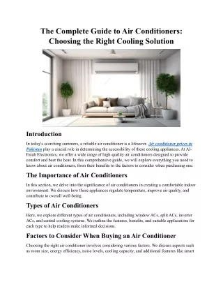 The Complete Guide to Air Conditioners