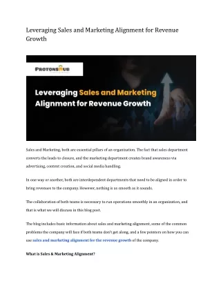 leveraging sales and marketing alignment