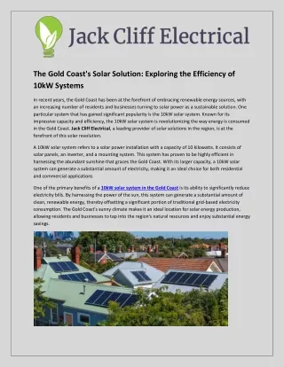 Exploring the Efficiency of 10kW Solar System in Gold Coast