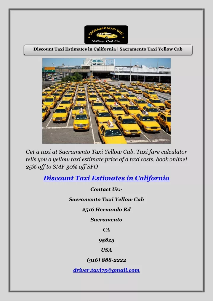 discount taxi estimates in california sacramento