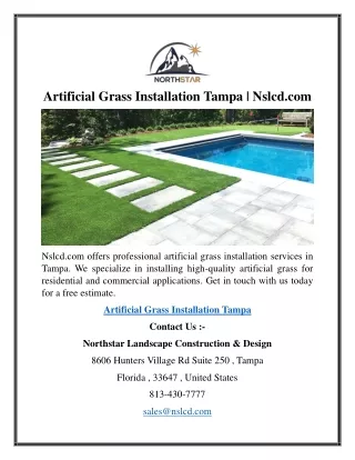 Artificial Grass Installation Tampa  Nslcd