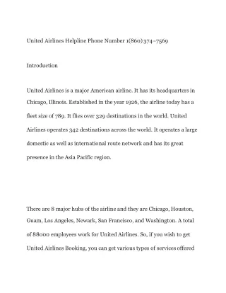 United Airlines Helpline Phone Number 1(860) 374–7569