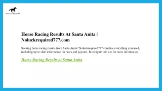 Horse Racing Results At Santa Anita  Noluckrequired777.com