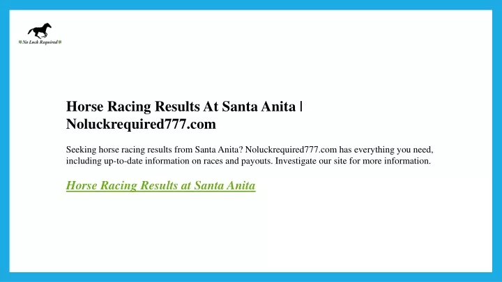 horse racing results at santa anita