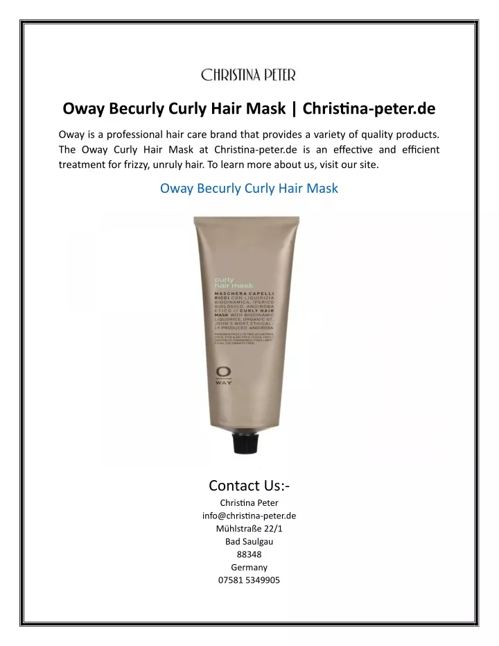 oway becurly curly hair mask christina peter de