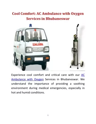 Cool Comfort: AC Ambulance with Oxygen Services in Bhubaneswar