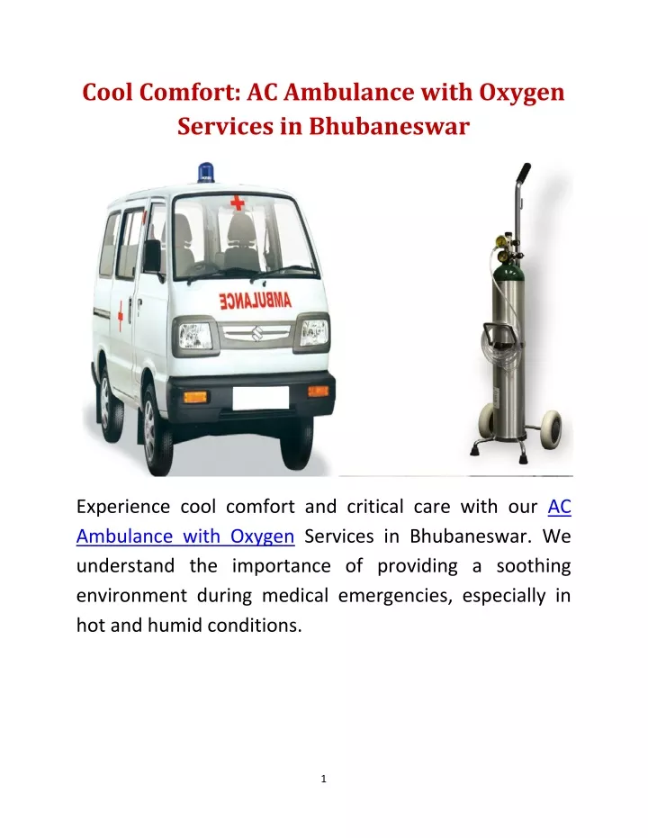 cool comfort ac ambulance with oxygen services