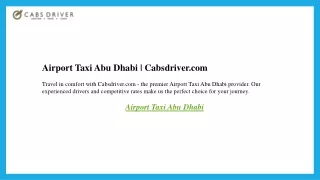 Airport Taxi Abu Dhabi  Cabsdriver.com