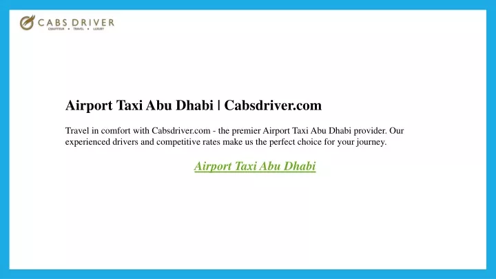 airport taxi abu dhabi cabsdriver com travel