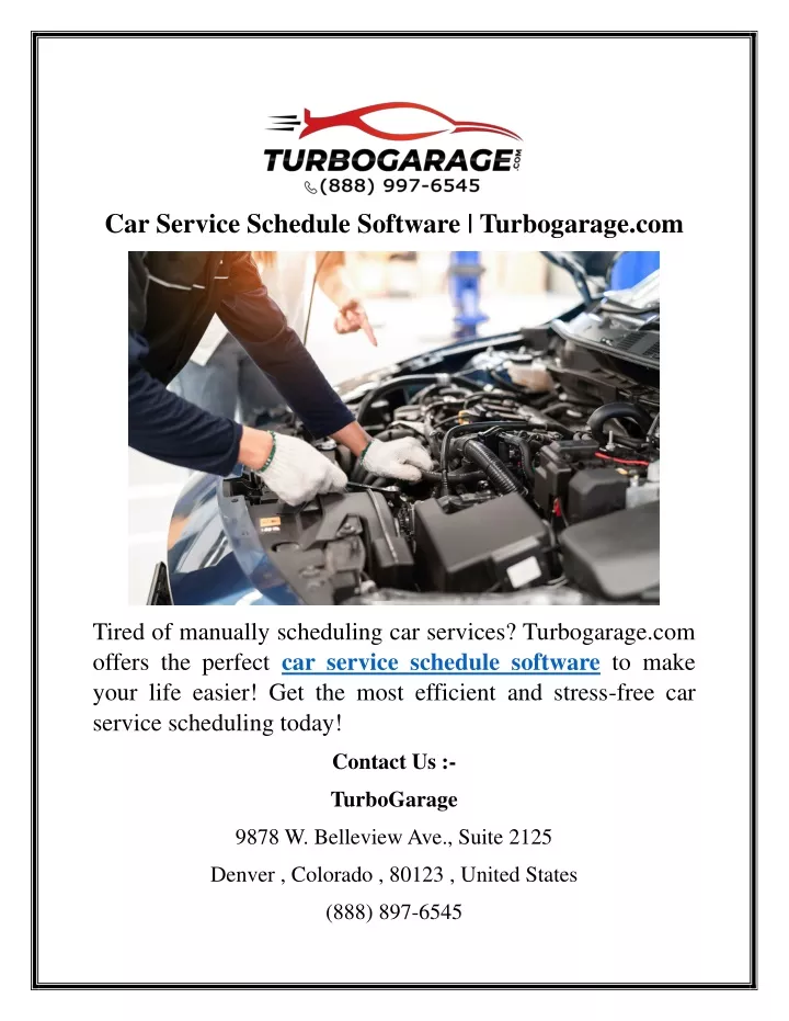 car service schedule software turbogarage com