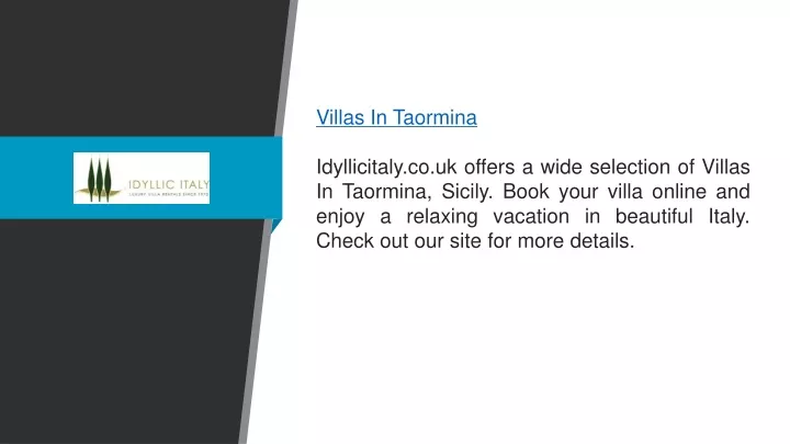 villas in taormina idyllicitaly co uk offers