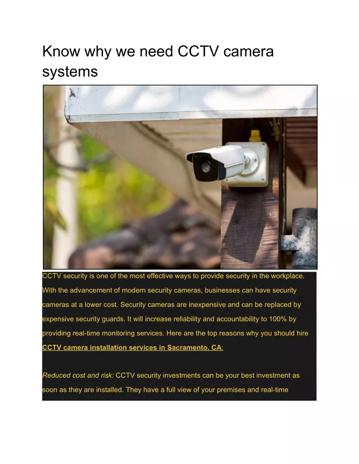 know why we need cctv camera systems