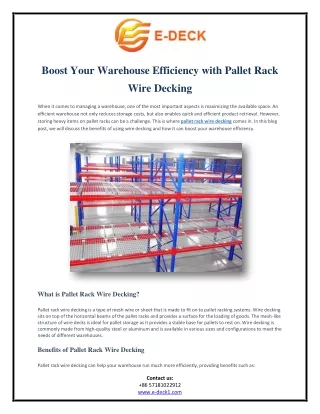 Boost Your Warehouse Efficiency with Pallet Rack Wire Decking