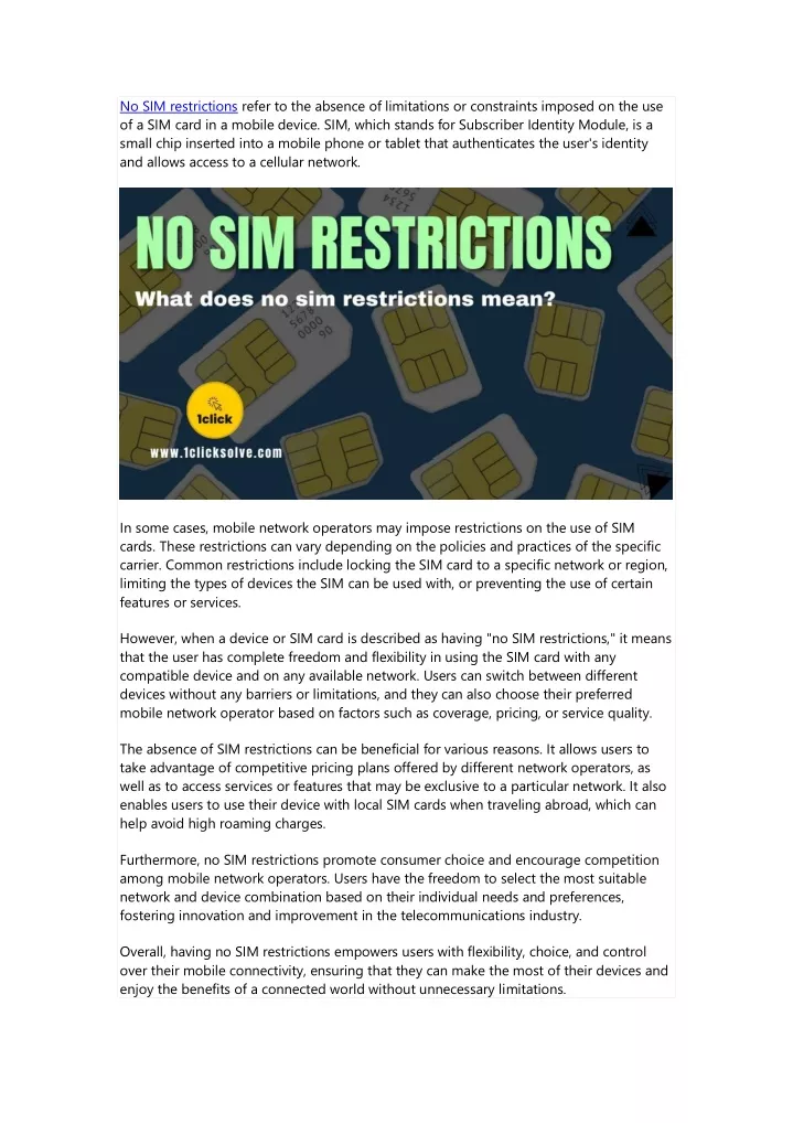 no sim restrictions refer to the absence