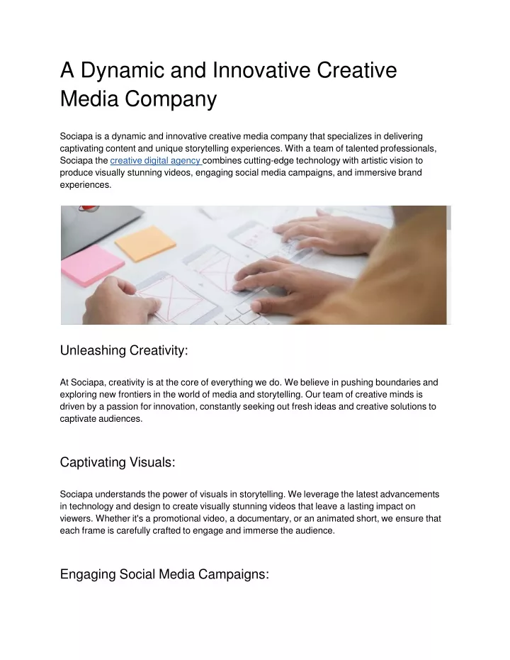 a dynamic and innovative creative media company