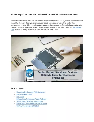 Tablet Repair Services- Fast and Reliable Fixes for Common Problems