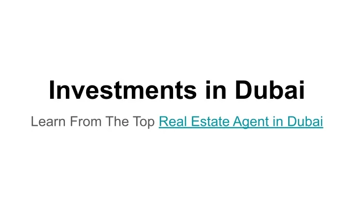 investments in dubai