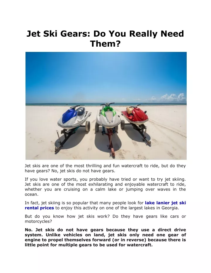jet ski gears do you really need them