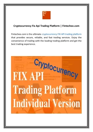 Cryptocurrency Fix Api Trading Platform  Fintechee