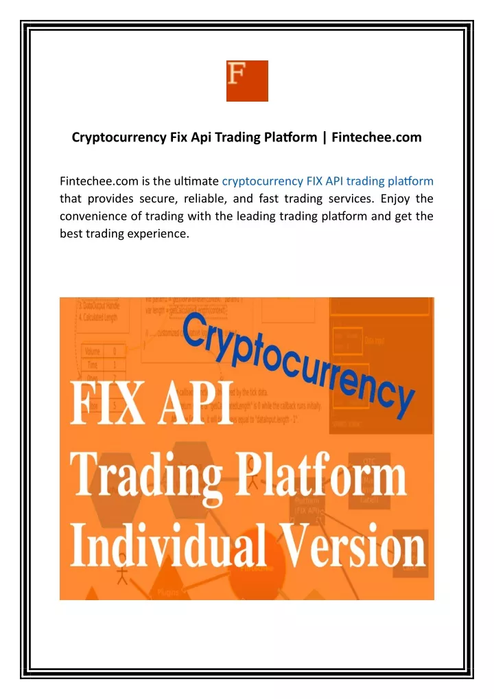 cryptocurrency fix api trading platform fintechee