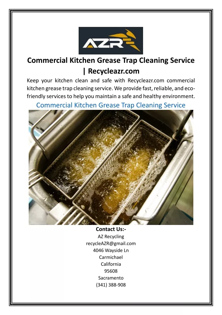 Commercial Kitchen Grease Trap Cleaning Service N 