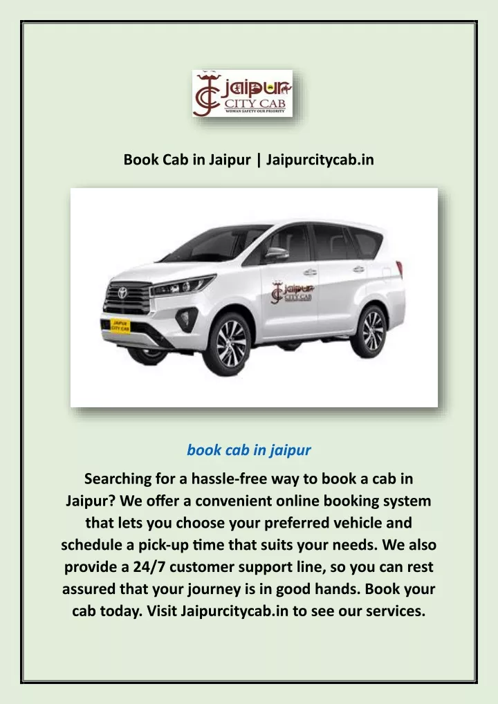 book cab in jaipur jaipurcitycab in