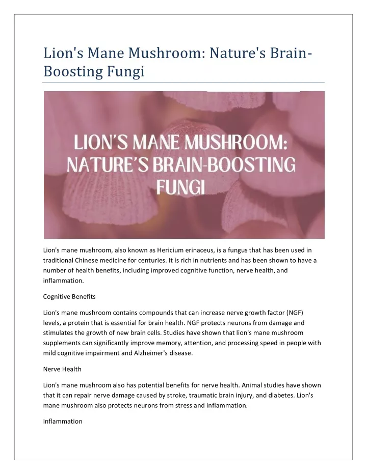 lion s mane mushroom nature s brain boosting fungi