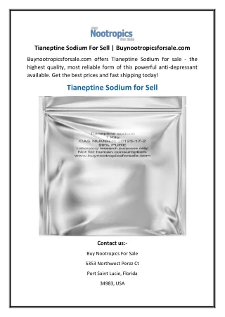 Tianeptine Sodium For Sell | Buynootropicsforsale.com