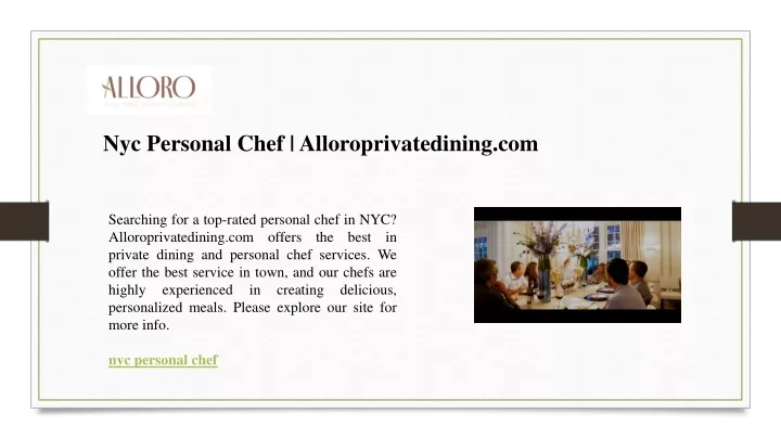 nyc personal chef alloroprivatedining com