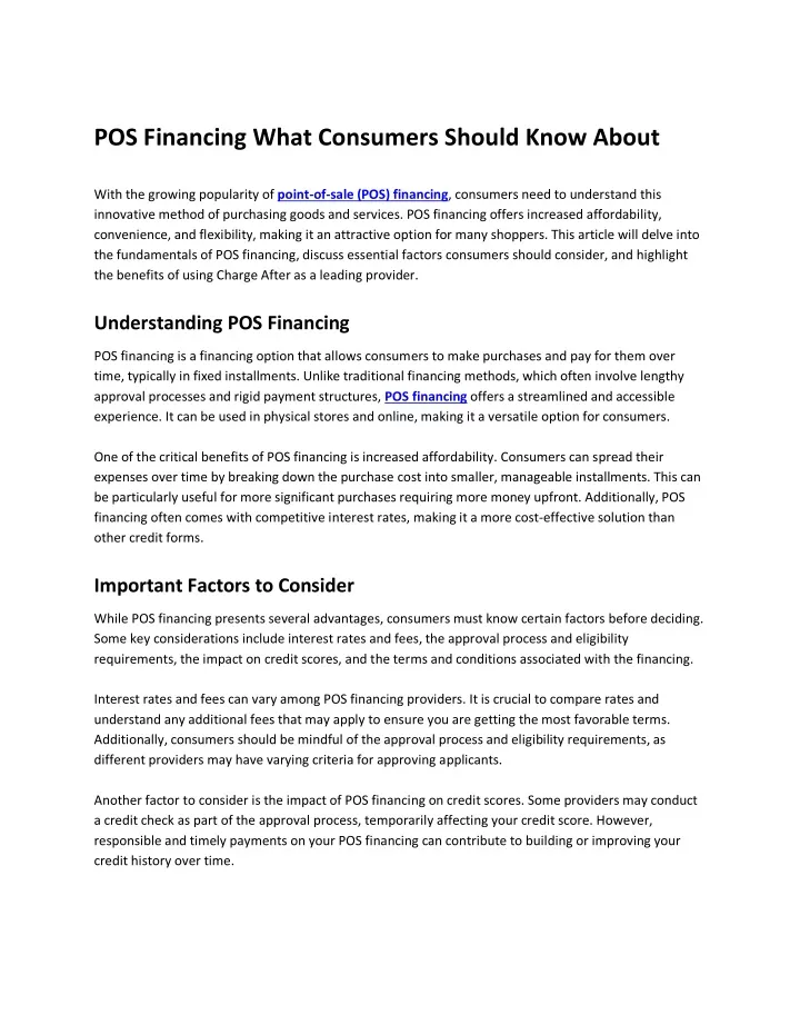 pos financing what consumers should know about