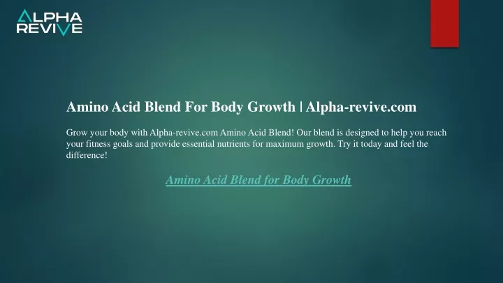 amino acid blend for body growth alpha revive