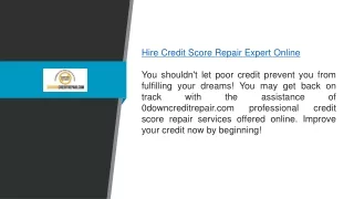 Hire Credit Score Repair Expert Online  0downcreditrepair.com
