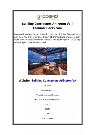 Building Contractors Arlington Va Cosmobuilders.com