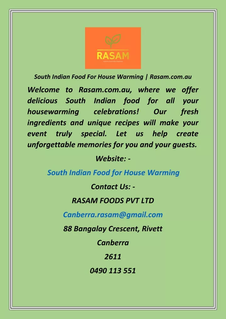south indian food for house warming rasam com au