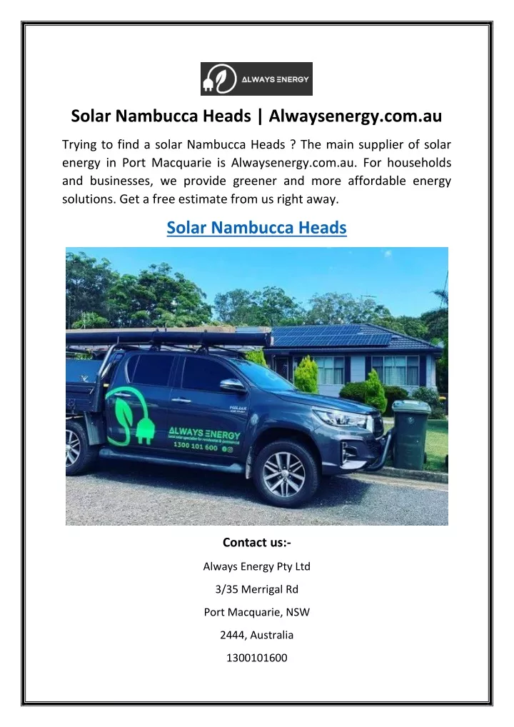 solar nambucca heads alwaysenergy com au