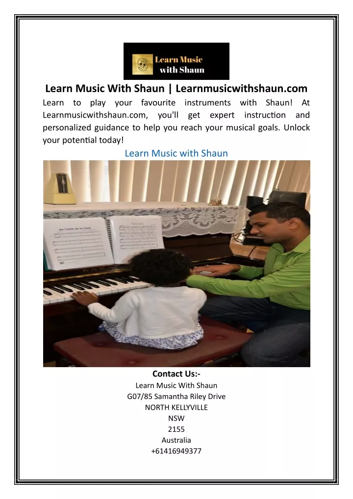 learn music with shaun learnmusicwithshaun