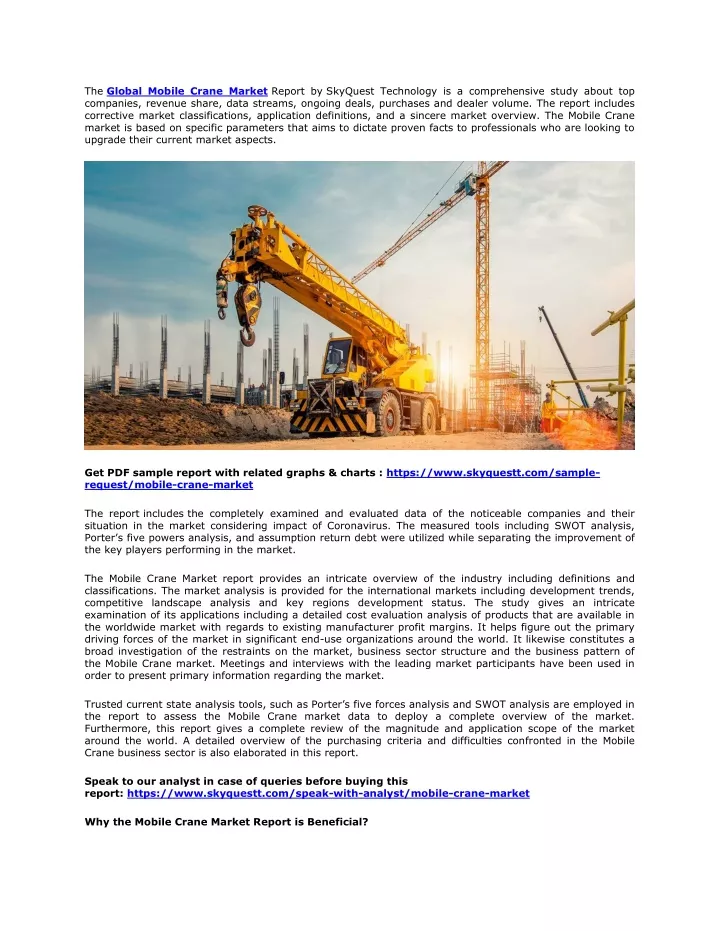 the global mobile crane market report by skyquest