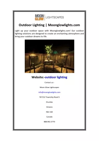 Outdoor Lighting Moonglowlights.com