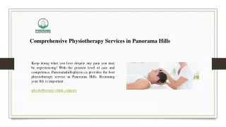 Comprehensive Physiotherapy Services in Panorama Hills