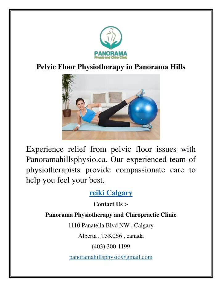 pelvic floor physiotherapy in panorama hills