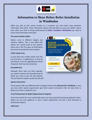 Information to Share Before Boiler Installation in Wimbledon