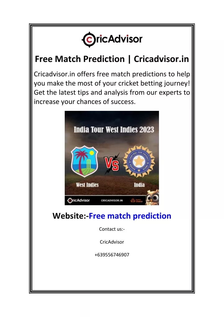 free match prediction cricadvisor in