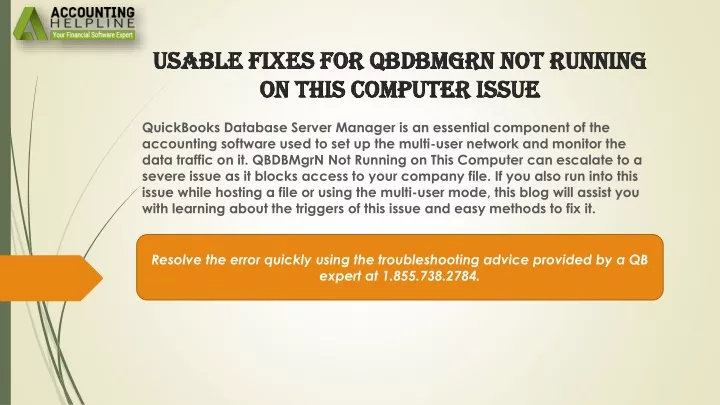 usable fixes for qbdbmgrn not running on this computer issue