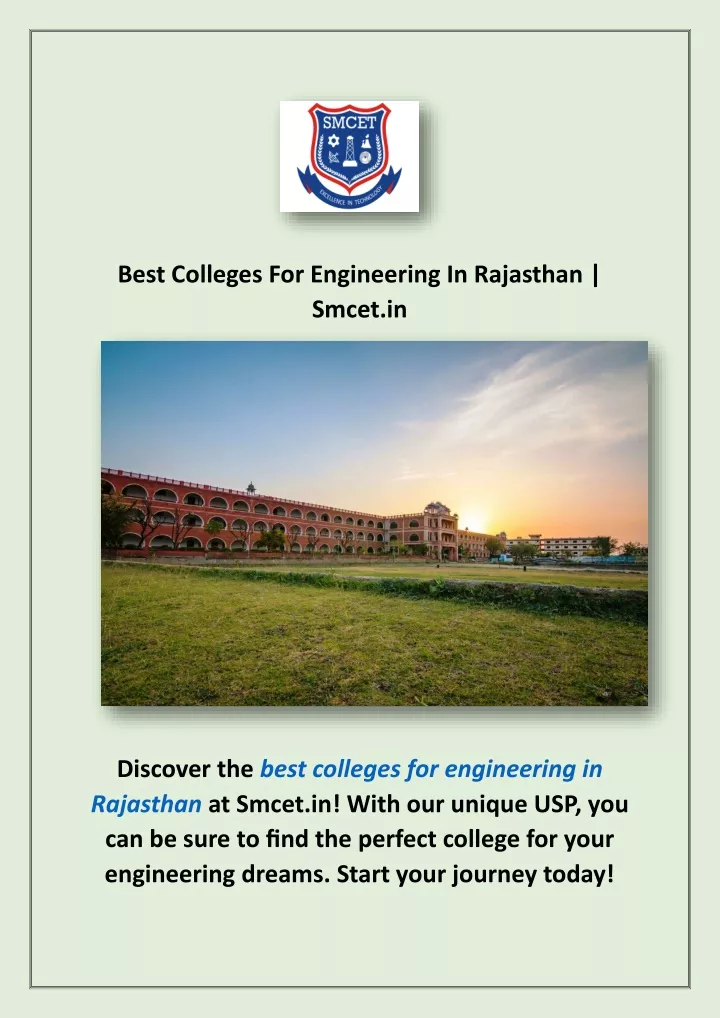 best colleges for engineering in rajasthan smcet