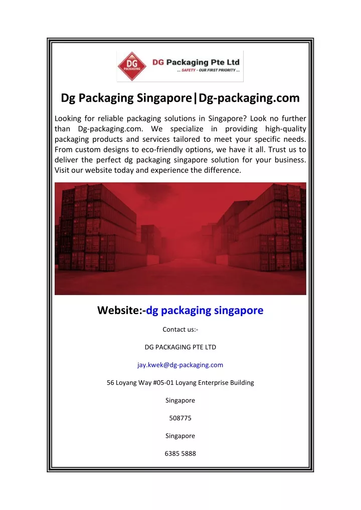 dg packaging singapore dg packaging com